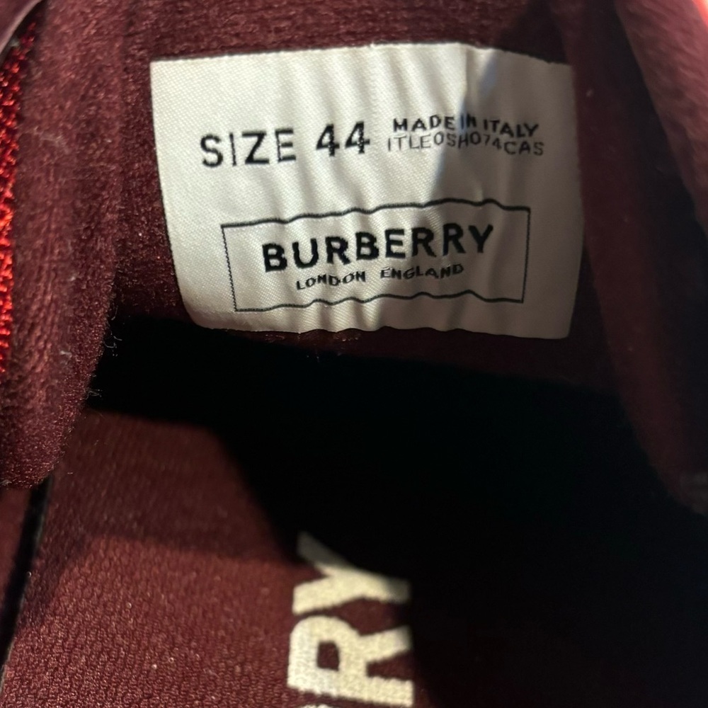 SOLD - Burberry Logo Print Suede Red Sneakers, Like New - Picture 8 of 8